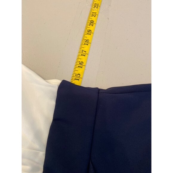 Signature Sabrina Dress Sleeveless Embellished Neckline Layered Skirt Navy White - Picture 8 of 10